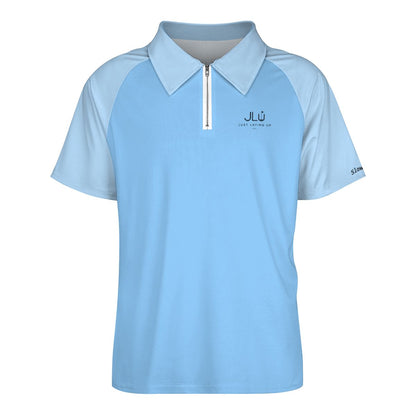 Coastal Blue - Zip Polo Shirts for Men Relaxed Fit